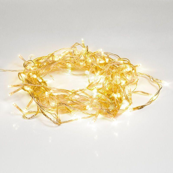 Гирлянда светодиодная универсальная 100LED тепл. бел. 10м провод прозр. с контроллером Neon-Night 303-063