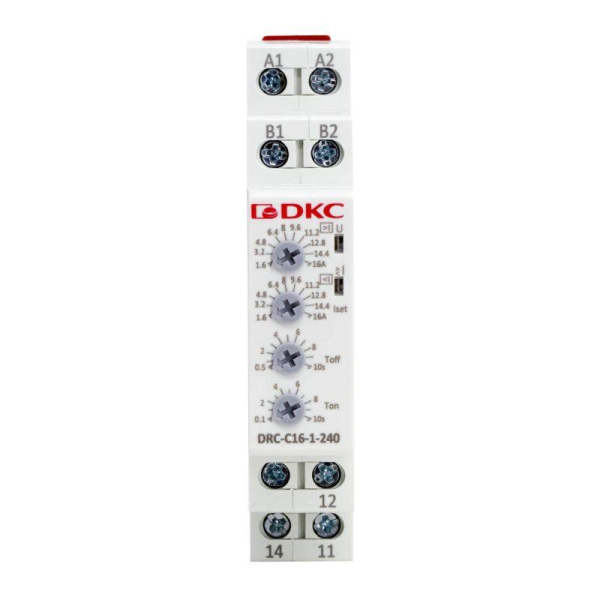 Реле контроля тока тип DRC 1.6-16А конфигурация контакта 1CO 24-240 AC/DC DKC DRC-C16-1-240