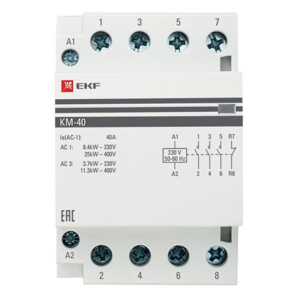 Контактор модульный КМ 40А 2NО+2NC (3 мод.) PROxima EKF km-3-40-22