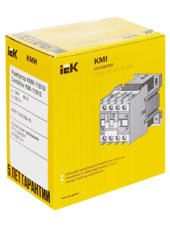Контактор КМИ-11810 18А 230В/АС3 1НО IEK KKM11-018-230-10