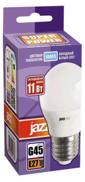 Лампа светодиодная PLED- SP G45 11Вт E27 5000К 230/50 JazzWay 5019393