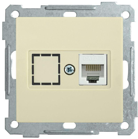 Розетка компьютерная СП Bolero РК11-1-Б RJ45 кат.6 механизм крем. IEK EKB16-01-K33