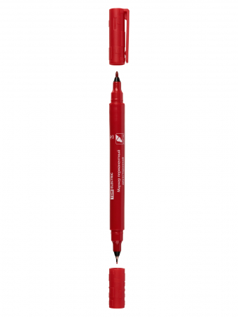 Маркер перманентный двухсторонний 0,4/1 мм, красный (пакет) круглый наконечник TDM
