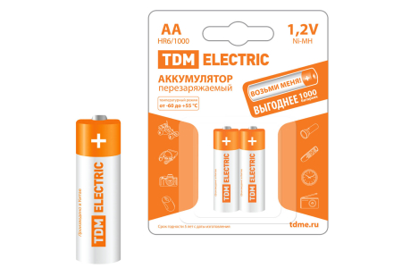 Аккумулятор AA-1000 mAh Ni-MH BP-2 TDM