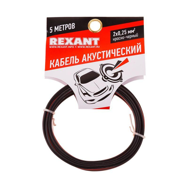 Кабель Stereo 2х0.25 красн./черн. (уп.5м) Rexant 01-6101-3-05