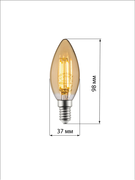 Лампа светодиодная «Винтаж» золотистая FС37, 7 Вт, 230 В, 2700 К, E14 (свеча) TDM