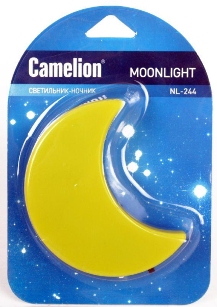 Светильник светодиодный NL-244 "Месяц" 220В ночник с выкл. желт. Camelion 14264