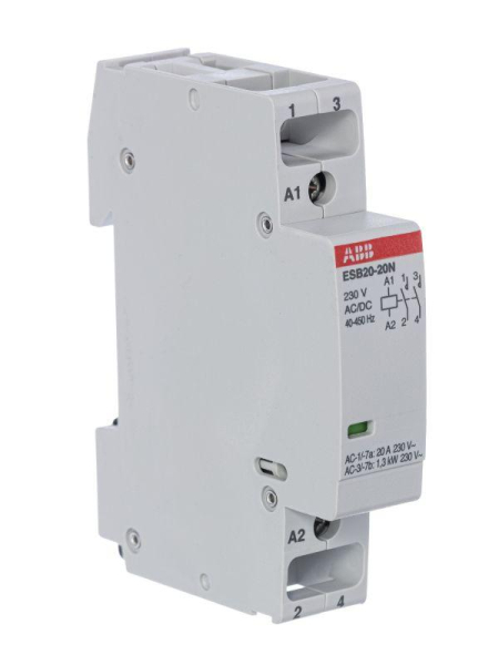 Контактор ESB20-20N-06 модульный (20А АС-1 2НО) катушка 230В AC/DC ABB 1SBE121111R0620