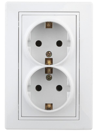 Розетка СП Plano 2х2P+E Schuko 1-205-01 16А-250В IP20 бел. Intro Б0027615