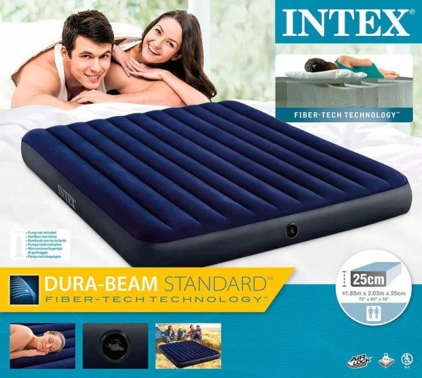 Кровать надувная KING Classic Downy Bed 183х203х25см (64755) INTEX 6941057412429