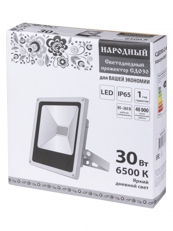 Прожектор светодиодный СДО30-2-Н 30 Вт, 6500 К, серый