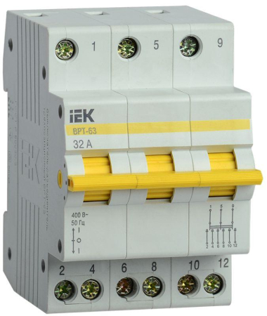 Выключатель-разъединитель трехпозиционный 3п ВРТ-63 32А IEK MPR10-3-032
