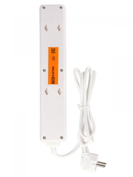 Сетевой фильтр СФ-05В выключатель, 5 гнезд, 1,5 метра, с/з, ПВС 3х0,75мм2 10А/250В белый TDM