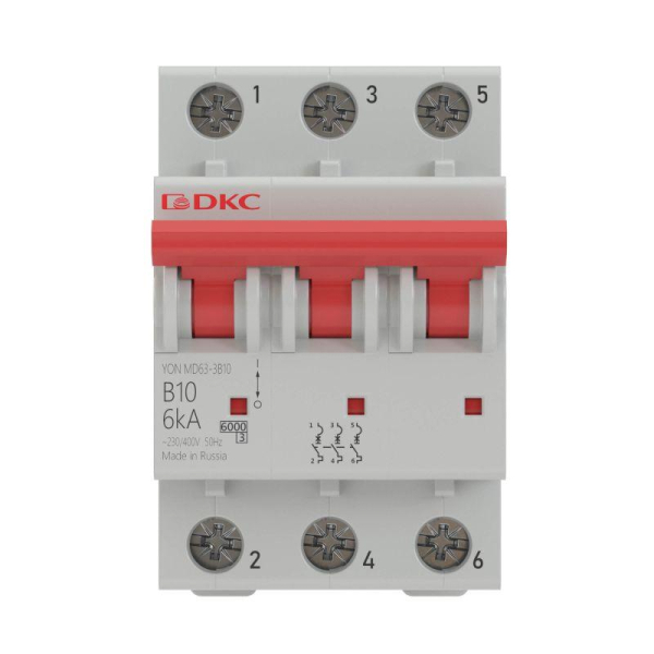 Выключатель автоматический модульный 3п C 6А 10кА MD63 YON MD63-3C6-10
