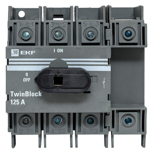 Рубильник 4п 125А с рукояткой управления для прямой установки TwinBlock EKF tb-125-4p-f