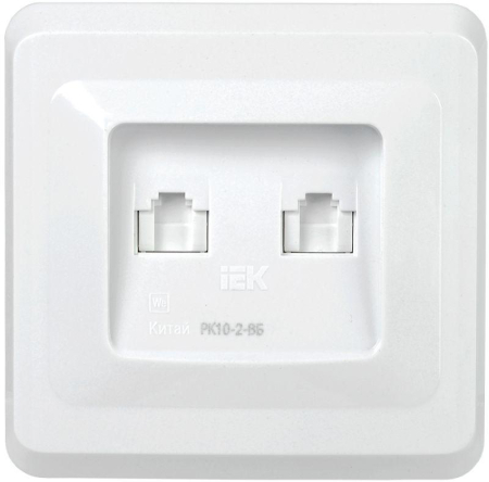 Розетка компьютерная 2-м Вега RJ45 кат.5E РК10-2-ВБ бел. IEK EKV25-K01-DM