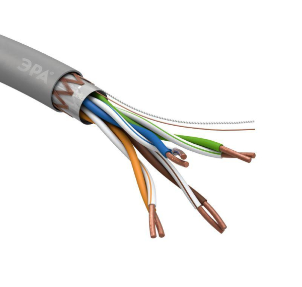 Кабель витая пара SF/UTP 4х2х24 AWG Cat5e CU PVC (уп.305м) ЭРА Б0044691