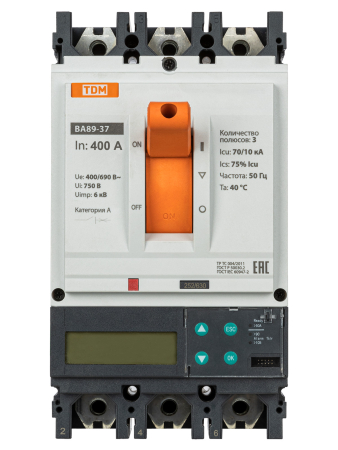 ВА89-37 3Р 400А 70кА (ЭР-ЖК дисплей) TDM