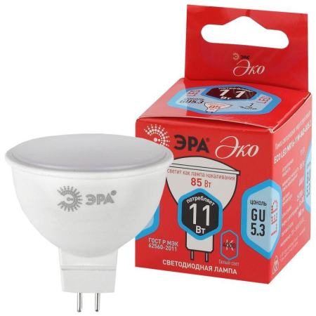 Лампа ECO LED MR16-11W-840-GU5.3 (диод софит 11Вт нейтр. GU5.3) Эра Б0040880