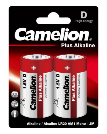 Элемент питания алкалиновый D/LR20 1.5В Plus Alkaline LR20-BP2 BL-2 (блист.2шт) Camelion 1654