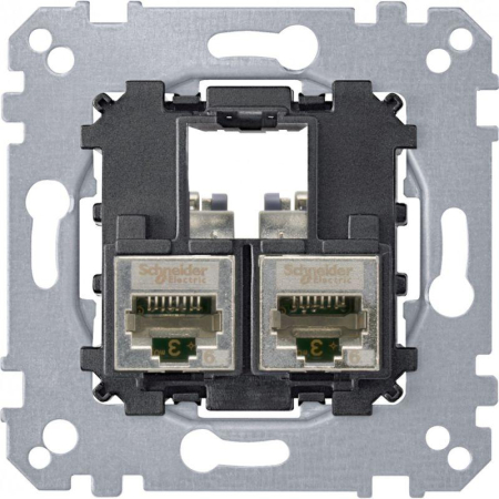 Розетка компьютерная 2-м СП Merten Actassi RJ45 кат.6A STP механизм SchE MTN4576-0022